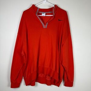 Nike Y2k Red Men Sweatshirt Size Large Sports Athletic Half Zip Check Plaid Logo